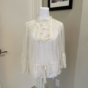 Selling sheer white top, size M, from Zara